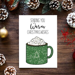 Carte de tasse de vœux de Noël chaleureuse et écologique
