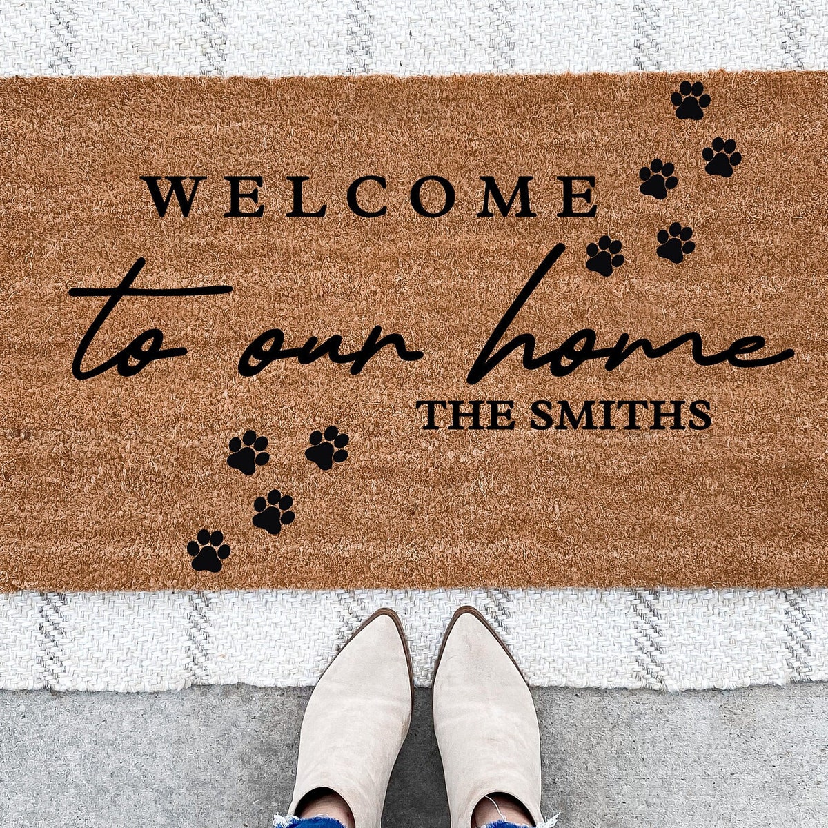 Personalized Paw Print Doormat, Dog Cat Paws Doormat, Welcome to Our Home, Dog Lover Gifts, Pet Lover Gift, Funny Welcome Mat, Housewarming - Etsy