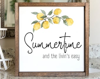 Summertime Sign, Lemon Decor, Wood Summer Sign, Summertime Decor, Summer Wood Signs, Sign For Kitchen, Housewarming Gift, Farmhouse Sign