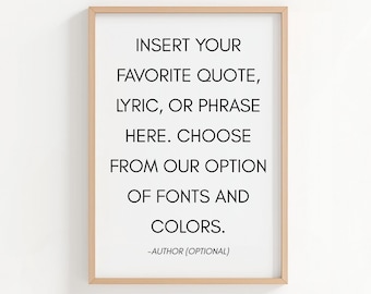 Impression d'art mural citation personnalisée, affiche de paroles ou de phrases personnalisées encadrée
