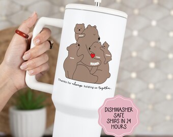 Gobelet personnalisé maman ours 40 oz, cadeau de fête des mères personnalisé pour maman grand-mère