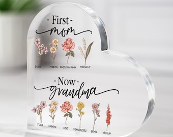 Cadeau de grand-mère pour la première fête des mères, cadeau pour grand-mère des petits-enfants, souvenir personnalisé pour grand-mère, fleur de naissance