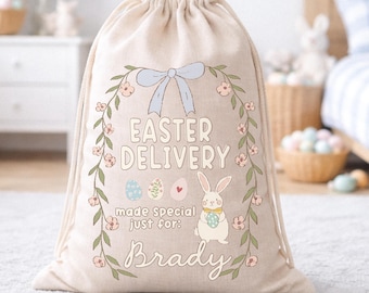 Panier de Pâques personnalisé pour enfant, sac de Pâques personnalisé, chasses aux œufs, paniers de lapin, cadeaux garçons filles