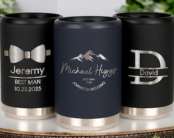 Groomsmen Proposal, Groomsman Stainless Steel Can Cooler Coozie,Engraved Metal Can Holder, Monogrammed Beer Can Cooler,Personalized Gift Man