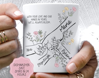 Cadeau fête des mères pour maman avec enfants, cadeau sentimental de la part d'une fille et son fils, tasse à café personnalisée pour maman