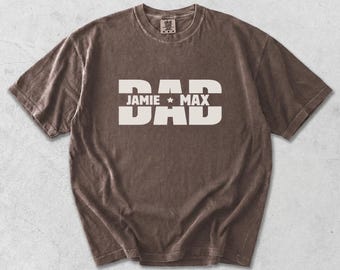 Custom Dad Shirt With Kids Names, Comfort Colors Tee, Personalized Father's Day Gift