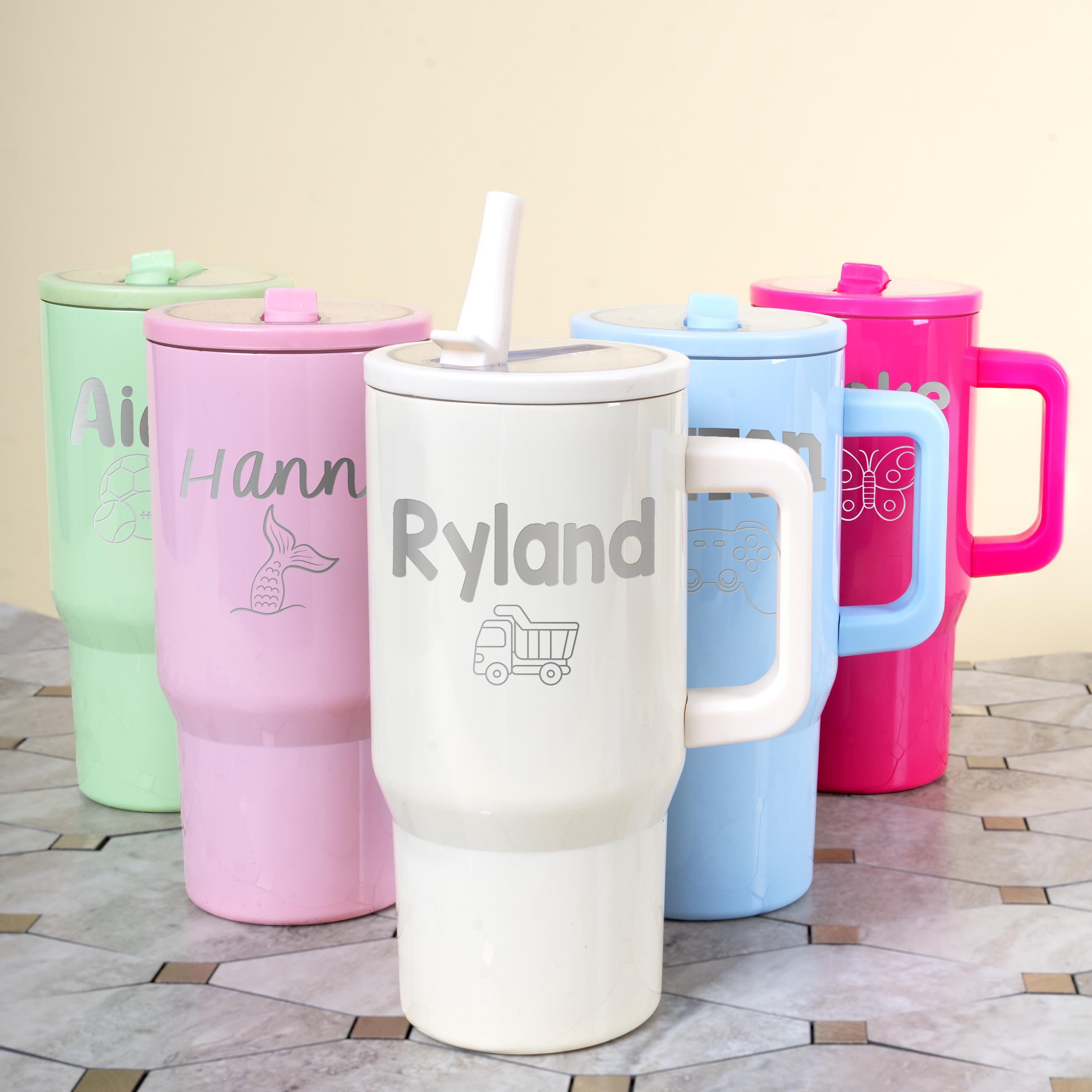 Personalized Kids Stainless Steel Tumbler, Engraved Name Handle Cup ...