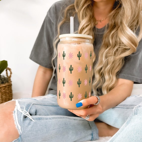 Cute Mini Cactus Iced Coffee Glass Cup With Lid and Straw, Trendy Cactus  16oz Iced Coffee Glass, Cute Cactus Lover Gift for Plant Mom - Etsy.de