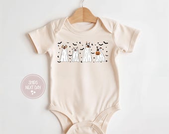 Halloween Baby Onesie®, Halloween Ghost Dogs Baby Onesie®, Halloween Baby Outfit, Trick or Treat Baby Bodysuit