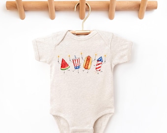 Patriotic Baby Onesie®, 4th of July Doodles, Patriotic Baby Outfit, America's 250th Infant Bodysuit, Independence Day