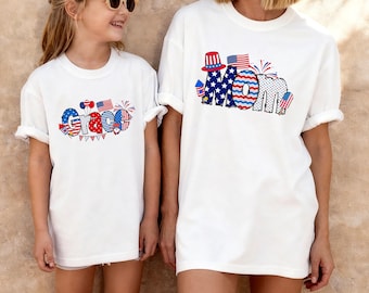 4th of July Family Shirt Sets, Mommy and Me Patriotic Personalized Shirts, Comfort Colors® 100% Cotton