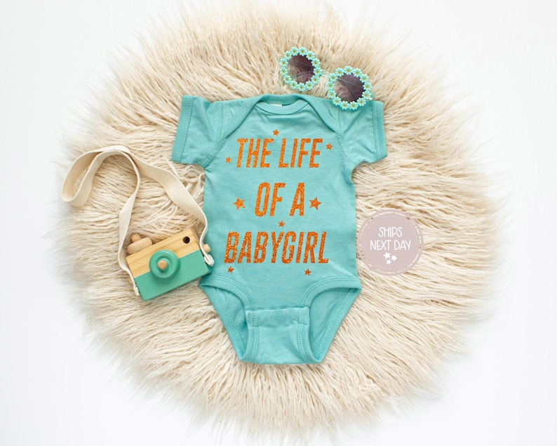 The Life Of a Babygirl Onesie®, Showgirl, Orange Glitter Baby Onesie®, Showgirl Baby Outfit