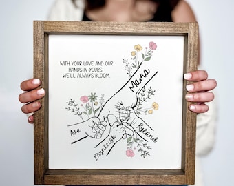 Cadeau fête des mères pour maman et enfant, signe personnalisé des mains de maman, souvenir de maman sentimentale