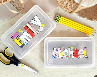 Personalized Pencil Boxes, Pencil Box, Back To School Supplies, Art Box, Personalized Pencil Case For Kids, Custom Name Pencil Box
