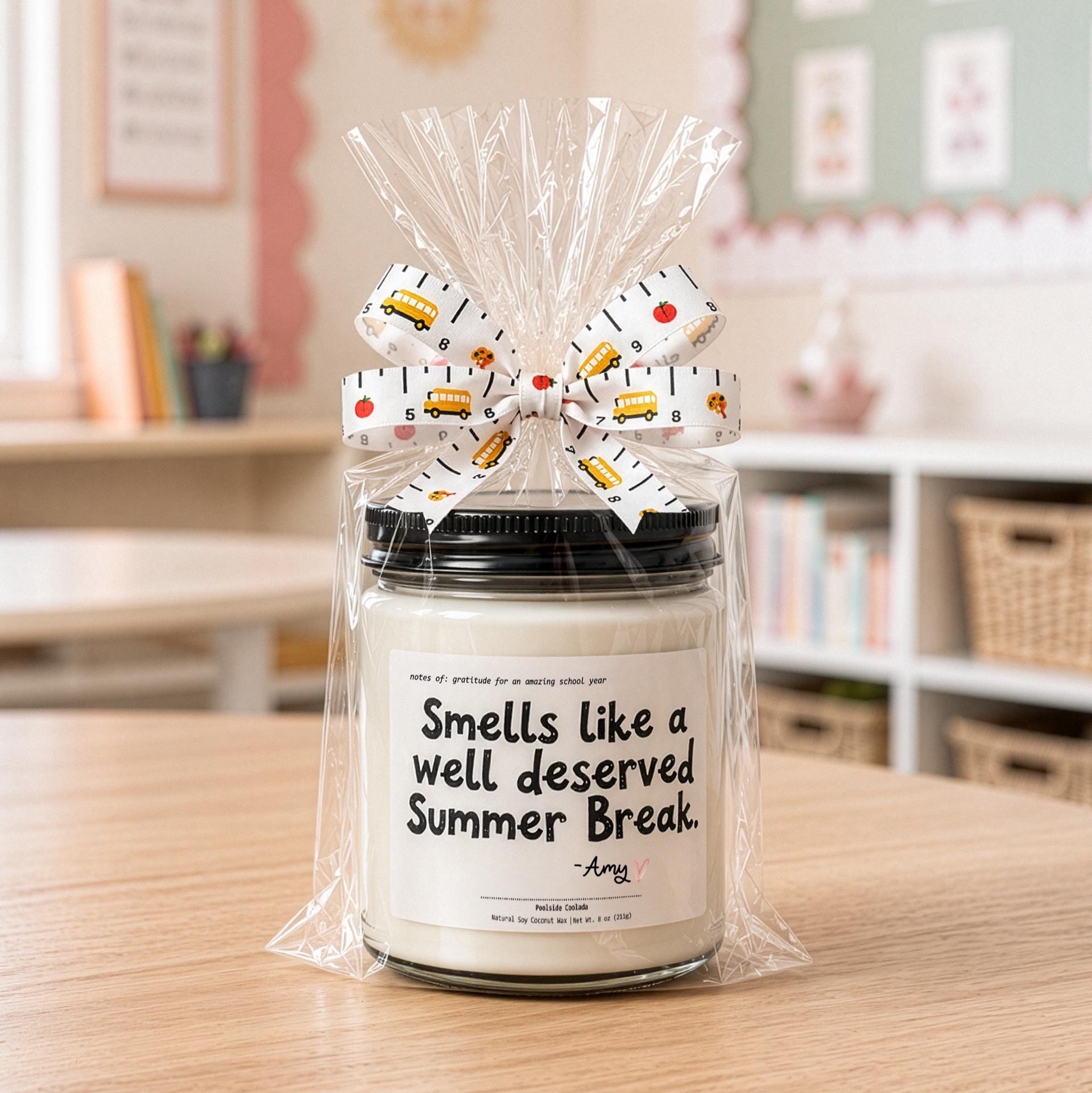 Summer Break Teacher Gift Candle Personalized, Poolside Colada Scented ...
