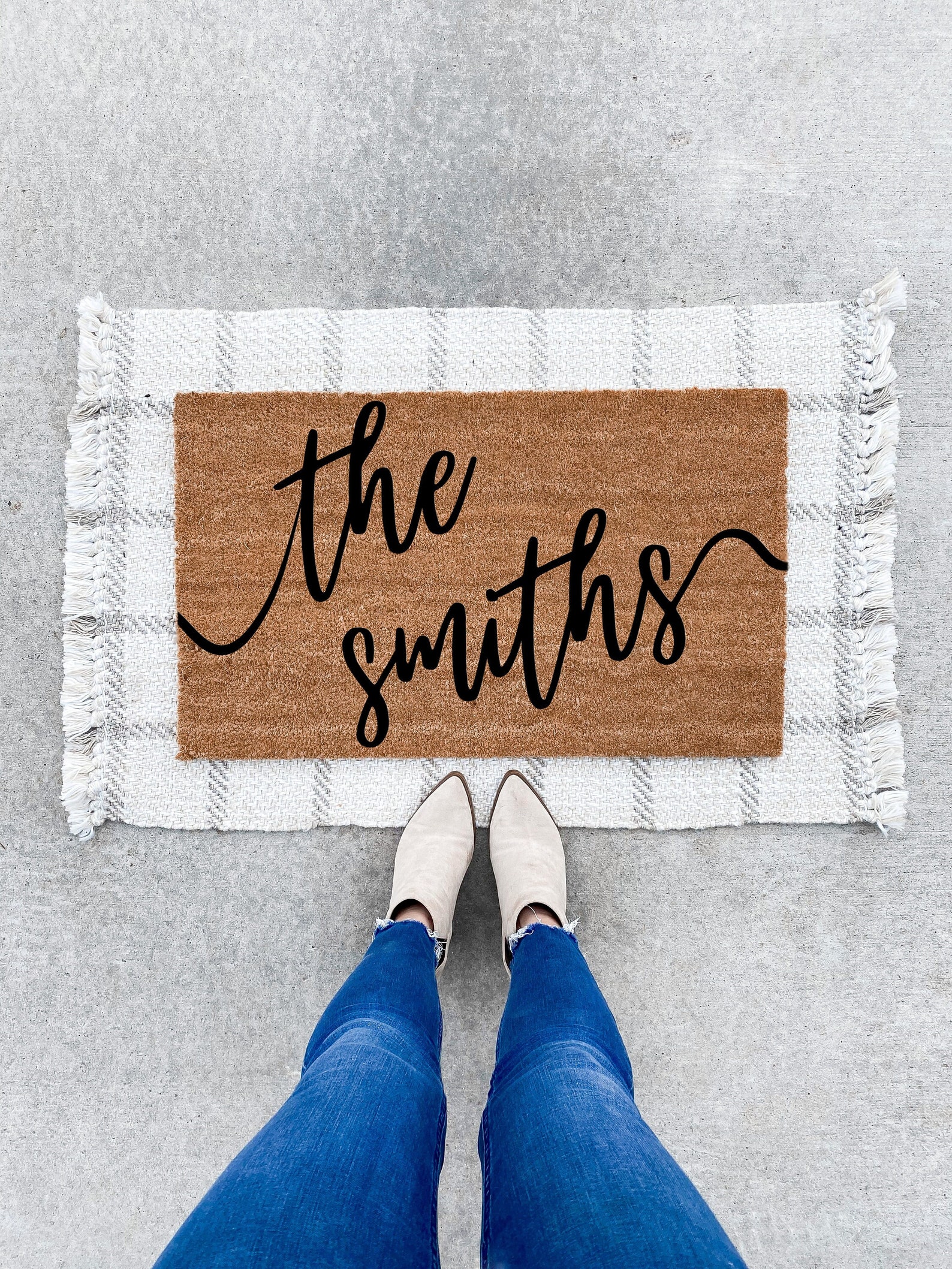 Wedding Gift for Couples, Custom Welcome Door Mat with Family Name, Housewarming Gift Home Decor, Personalized Doormat w/ Anti-Slip Backing - 30x18", Without Est. Year