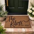 Wedding Gift for Couples, Custom Welcome Door Mat with Family Name, Housewarming Gift Home Decor, Personalized Doormat w\/ Anti-Slip Backing