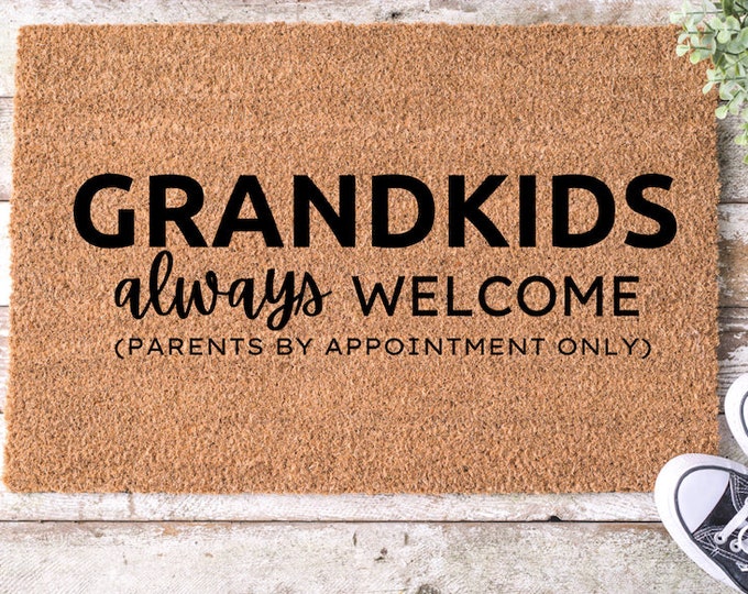 Grandkids always welcome, Christmas gifts grandparents, Grandma and Grandpa's Doormat, Personalized grandparent gifts,Christmas Gifts