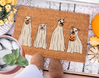 Ghost dogs halloween doormat,Funny Halloween Doormat,Halloween Welcome Mat,Dog lover,Cute Halloween Decor, Fall Doormat,Fall Porch Decor