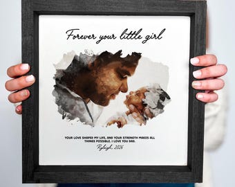 Gift for Dad from Daughter, Personalized Dad Drawing, Fathers Day Gift From Daughter, Sentimental  Daughter to Dad Gift