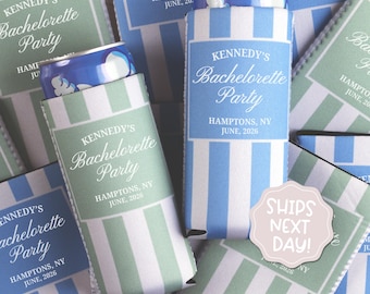 Rafraîchisseurs Beach Bachelorette, Hamptons Bach Weekend Favors Cozie, Coastal BCBG, Romarin, 30 A