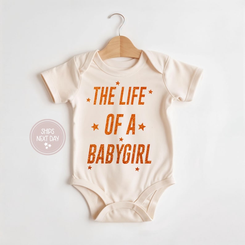 The Life Of a Babygirl Onesie®, Showgirl, Orange Glitter Baby Onesie®, Showgirl Baby Outfit