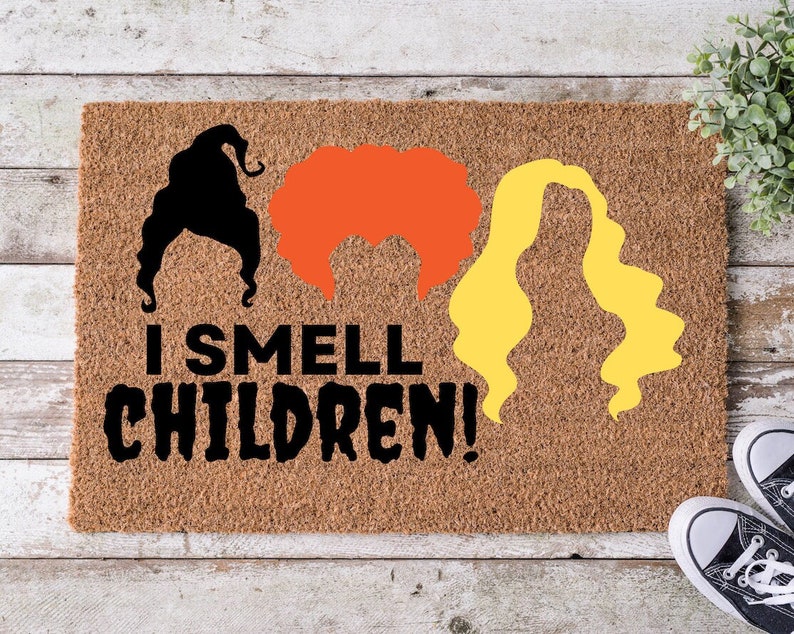 Hocus Pocus Inspired Doormat/ I Smell Children/ Fall Decor/ Halloween Doormat/ Sanderson Sisters/ Fall Mat/ Halloween Mat image 1