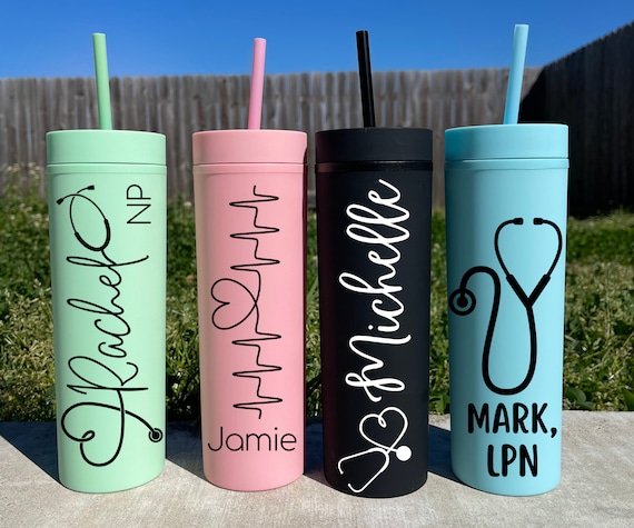 Personalized Nurse Tumbler, Nurse Gift, Skinny Tumbler With Straw