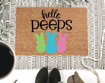 Welcome Peeps Doormat / Easter Doormat / Easter Decor / Easter Bunny / Doormats / Front Porch Decor / Spring Doormat / Custom Doormat/Spring