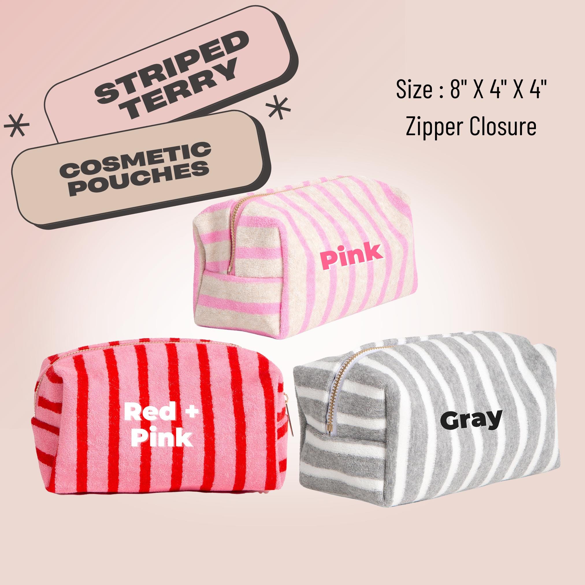 Personalized Terry Cloth Monogram Makeup Bag, Embroidered Cosmetic ...