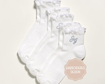 Chaussettes personnalisées brodées à volants, cadeau d'enterrement de vie de jeune fille
