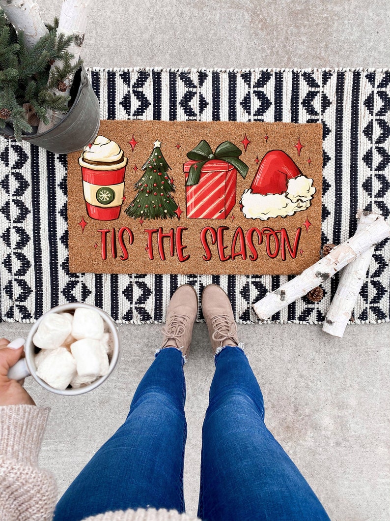 Tis The Season Christmas Things Holiday Door Mat, Christmas Door Mat, Christmas Doormat, Winter Decor Welcome Mat, Holiday Doormat