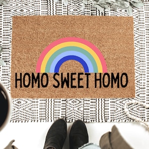 Homo Sweet Homo Doormat, Funny Gay Pride Outdoor Welcome Door Mat, Gay Lesbian Gift, LBTGQ, Pride Gift, Entryway Home Decor