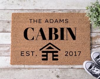 Cabin Doormat: Rustic Mountain Lake House Decor