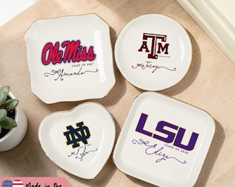 Personalized Graduation Ring Dish, College Keepsake, Custom Name Trinket Tray