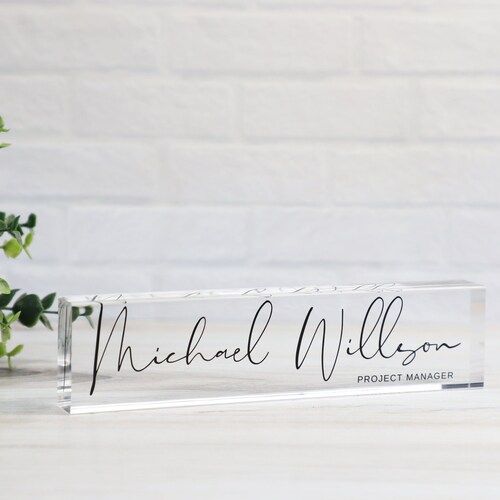 Desk Name Plate Acrylic Name Plate for Desk Personalized Etsy