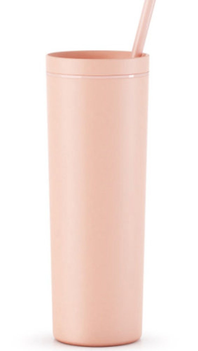 Tumbler With Lid and Straw Rose Gold & Gold Skinny Tumbler Etsy