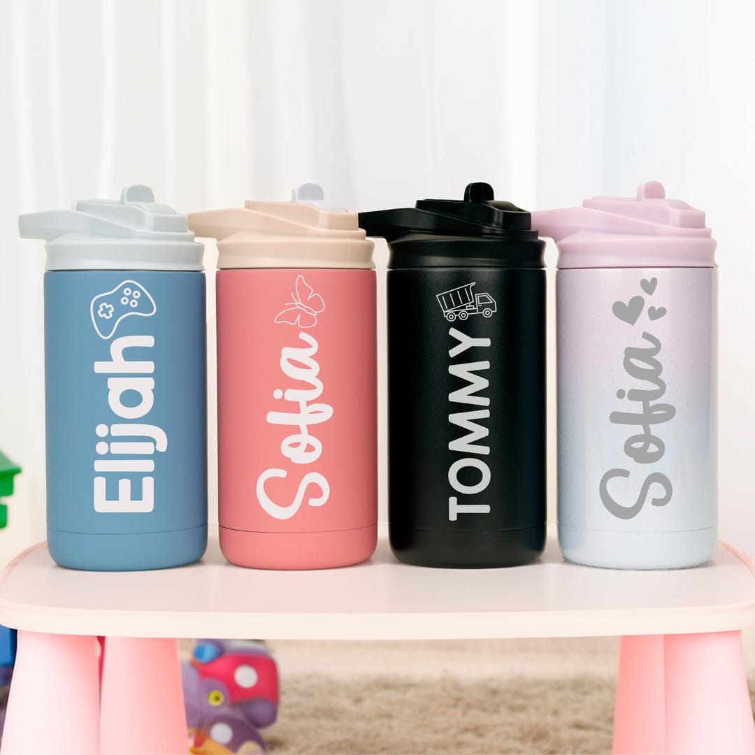 Kids Water Bottle Personalized, Engraved 12oz Stainless Steel Water ...