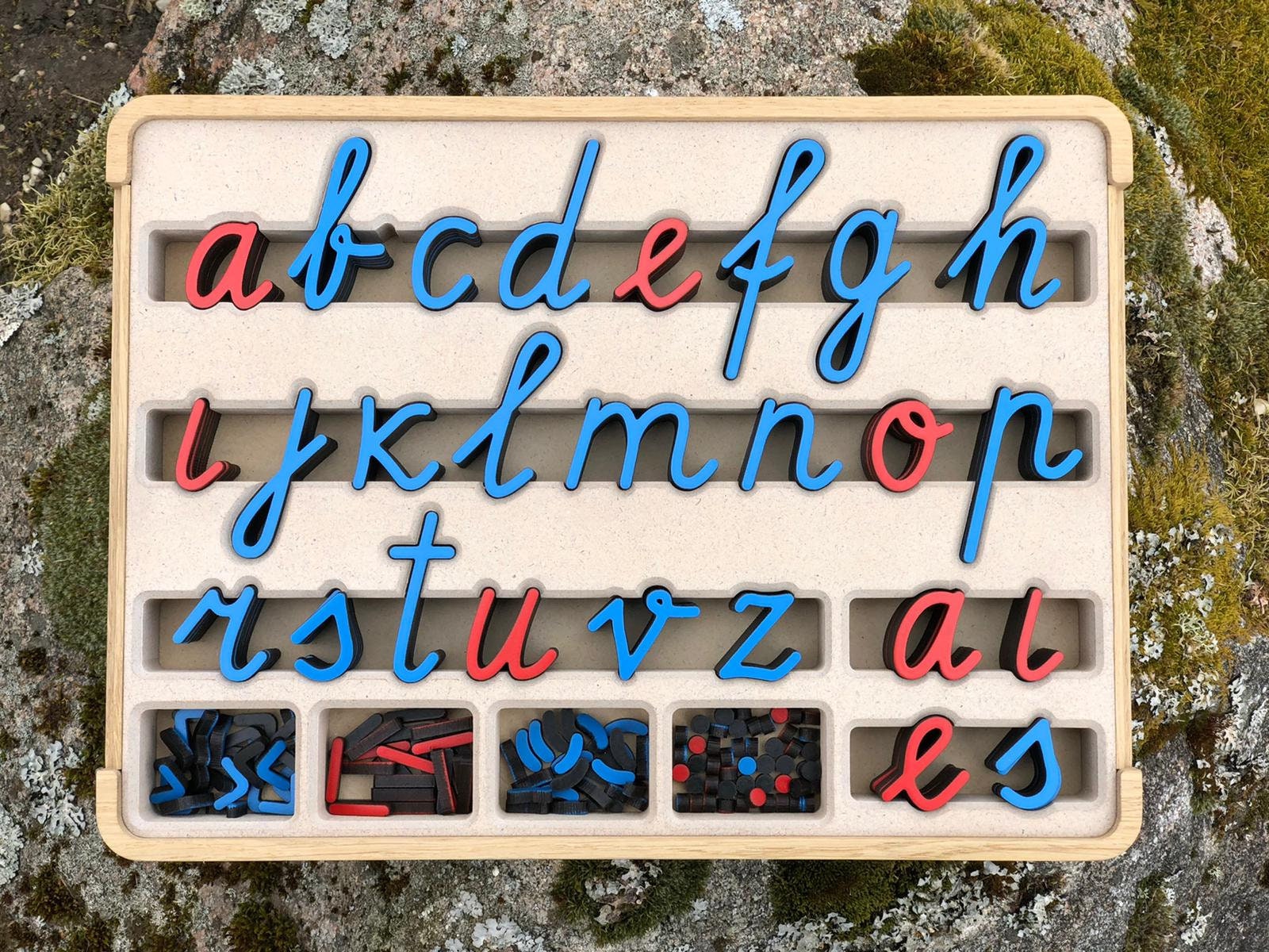 Movable Alphabet. Latvian. Montessori method of education.  Lower case. Latvian