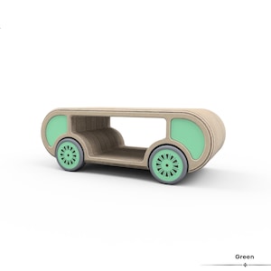 GREEN. Wooden Ride-On Car, Push-On, Foot-to-Floor. Racing Car.