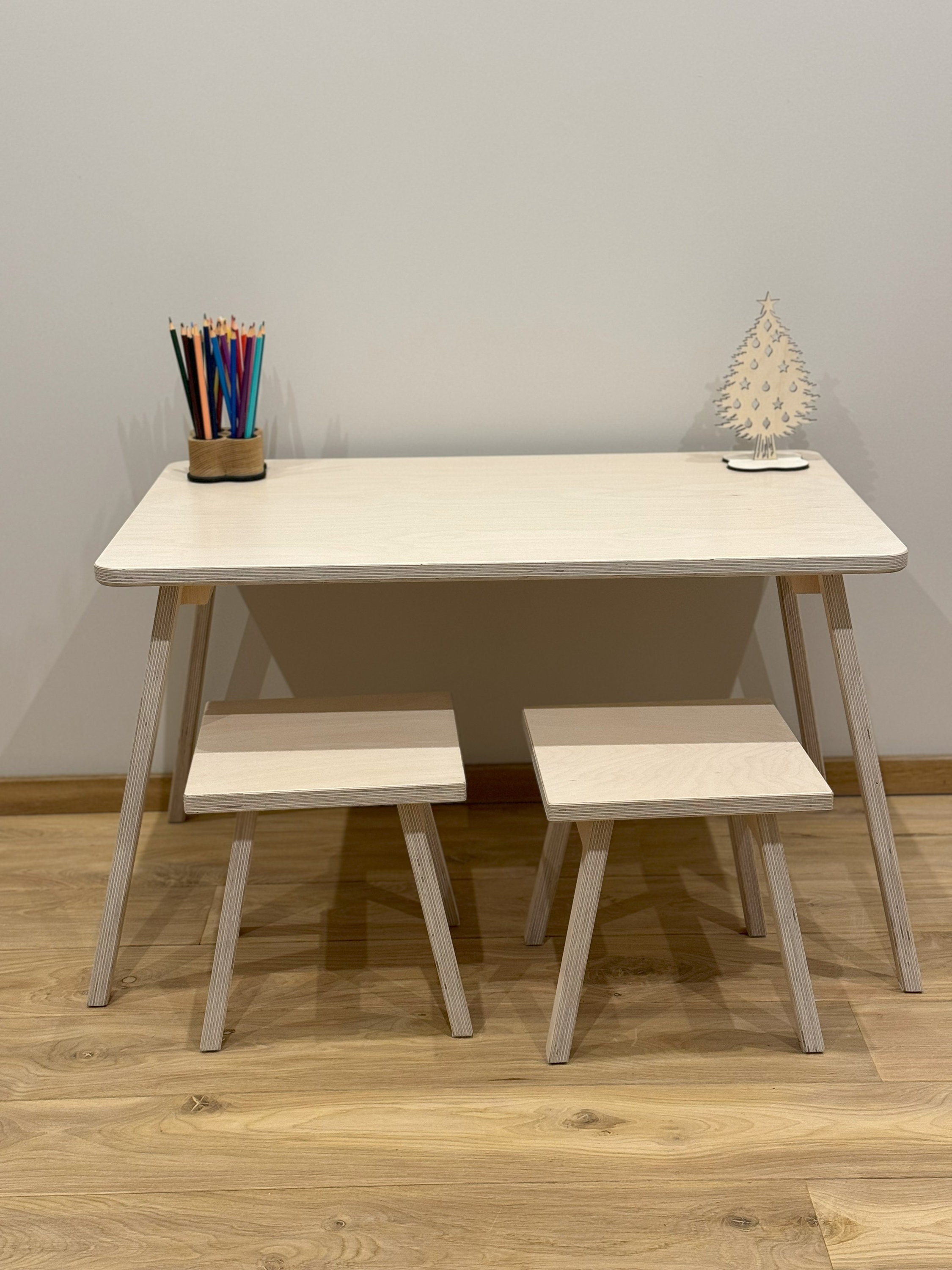Wooden Kids Table and Chair Set: Birch Montessori Furniture - Etsy