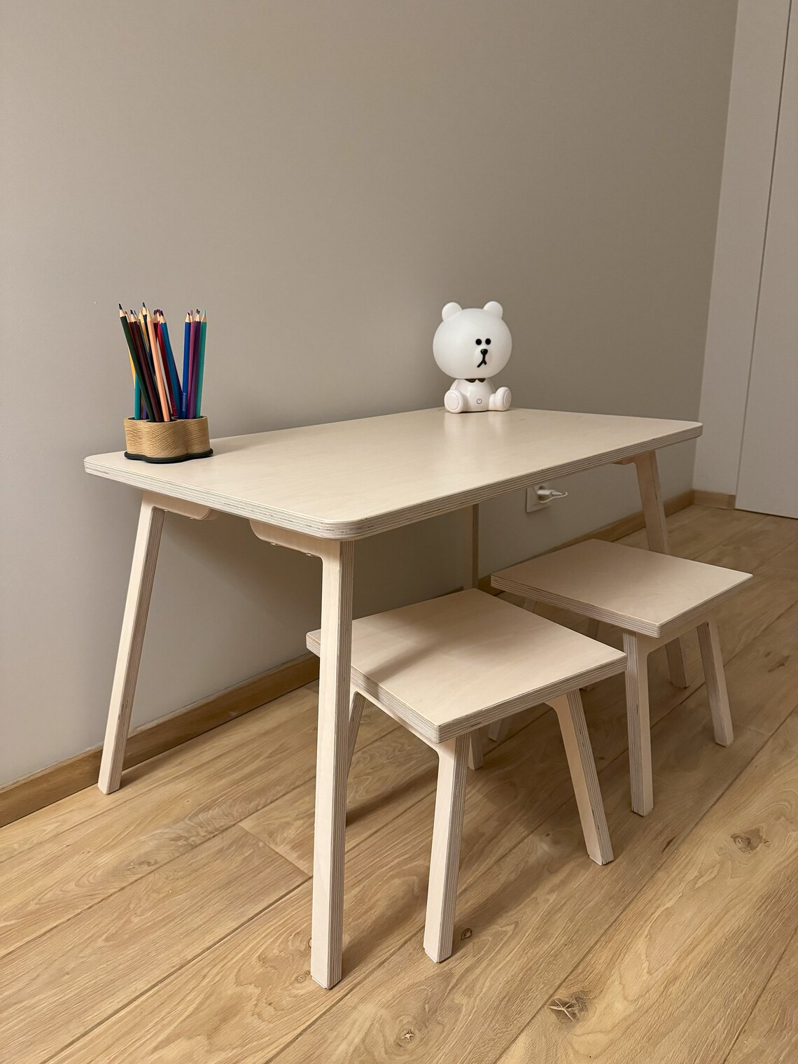Wooden Kids Table and Chair Set: Birch Montessori Furniture - Etsy
