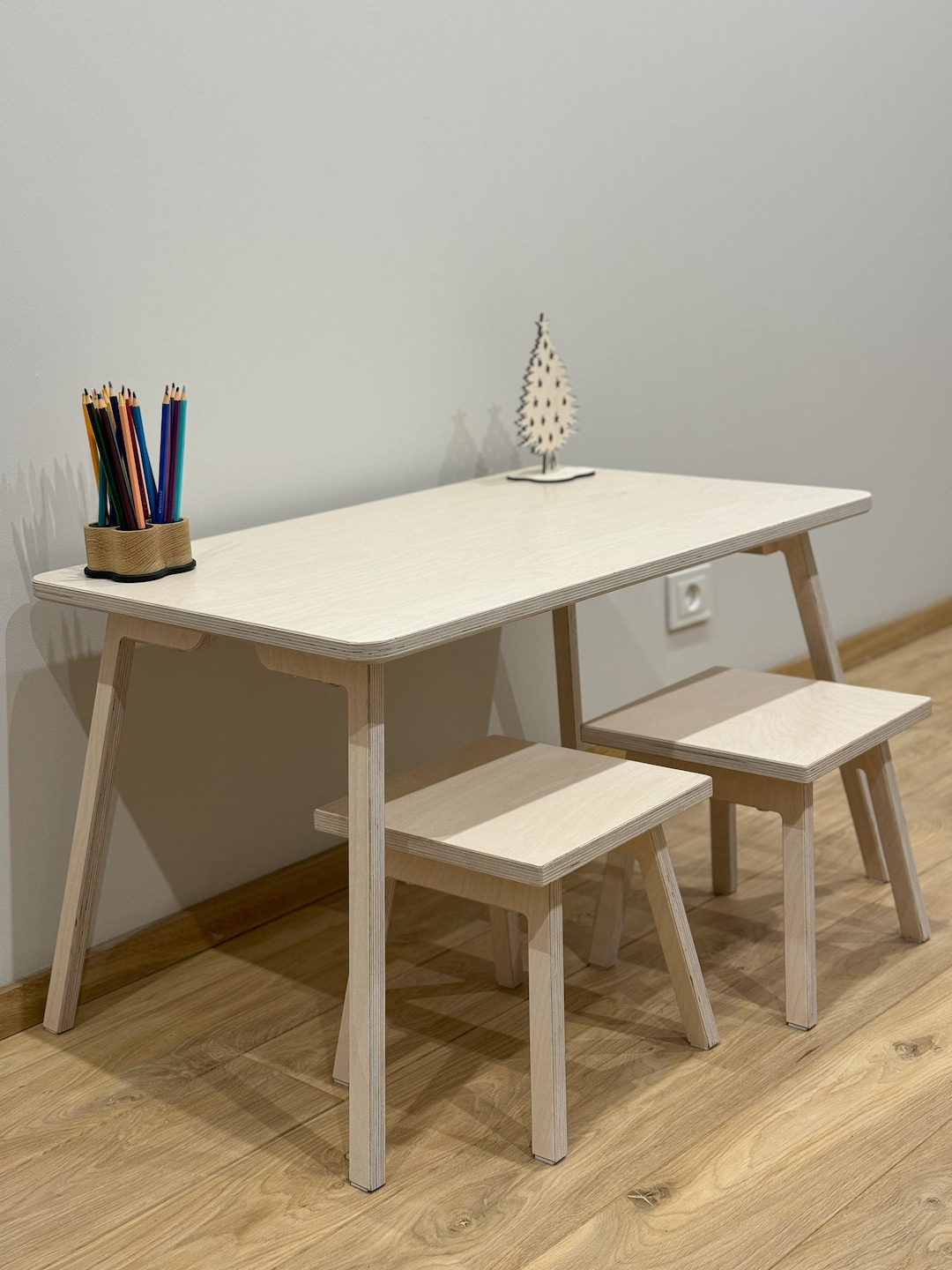 Wooden Kids Table and Chair Set: Birch Montessori Furniture - Etsy