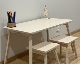 Wooden Kids Table and Chair Set: Birch Montessori Furniture