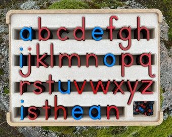 Movable Alphabet. English. Montessori method of education. Small letters.