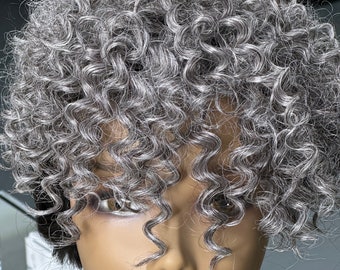 Ash gray 51 soft curl Topper