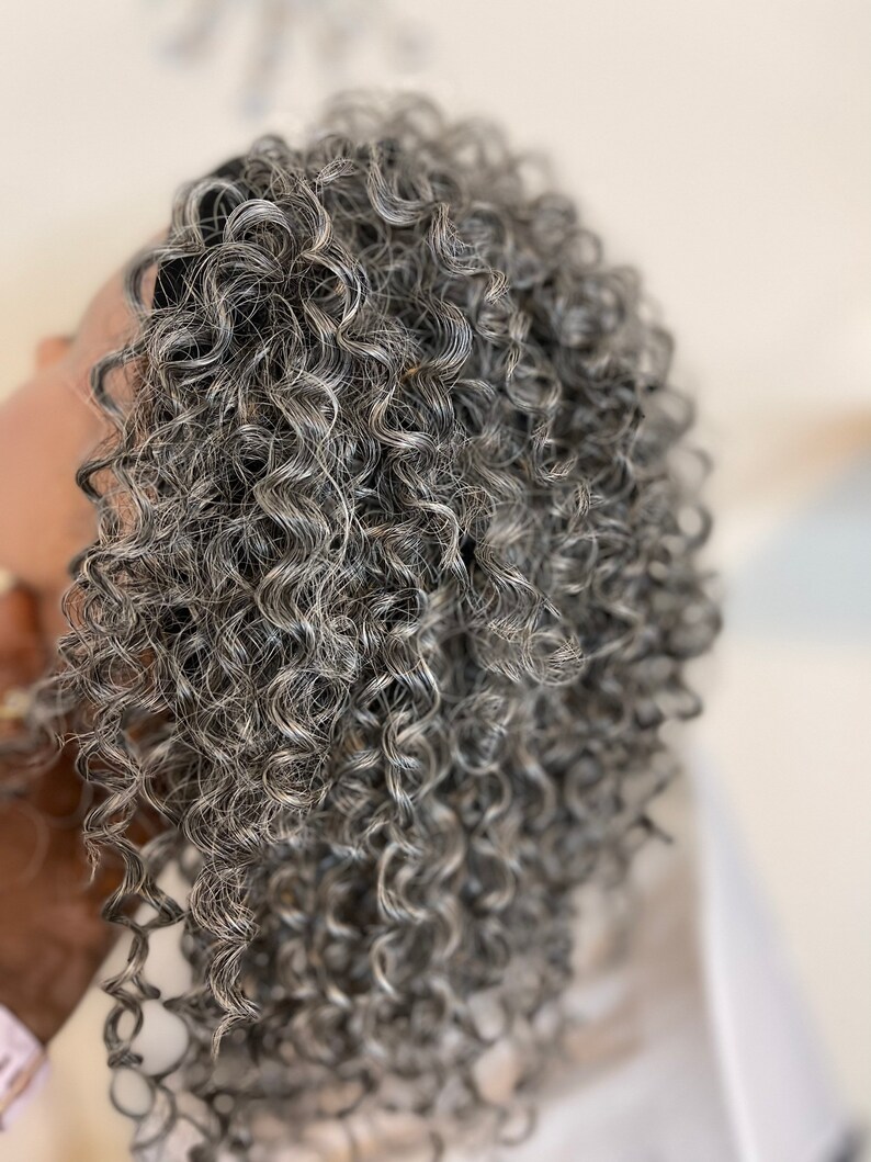 Tight Curl Salt and Pepper Headband Wig Etsy