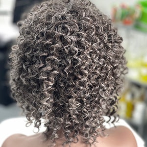Soft wave deep brown gray wig