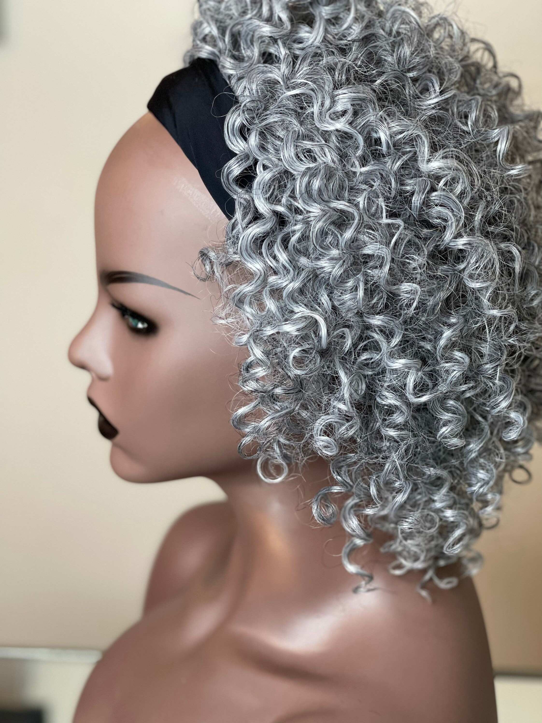 Full Deep Gray Headband Wig - Etsy