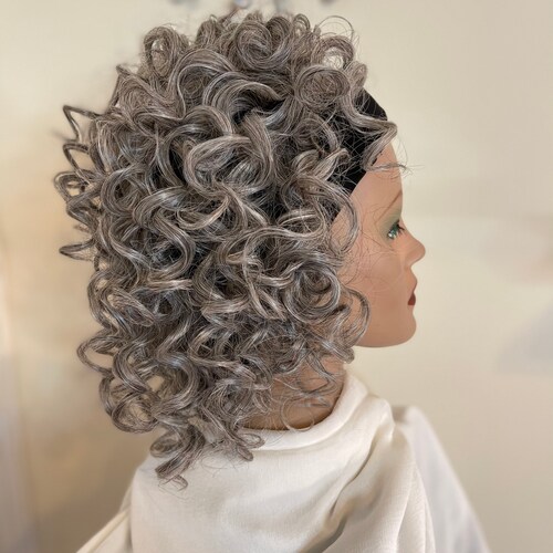 Gray Curled Short Bob Headband Wig Etsy